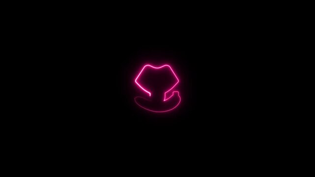 Glowing neon erotic icon animation video on black background