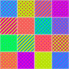 Patchwork print wallpaper background with different patterns quilting hobby craft handmade