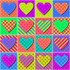 Patchwork print wallpaper background with different patterns quilting hobby craft handmade