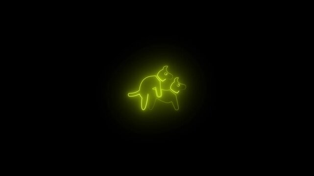 a glowing neon dog sex icon animation video on black background