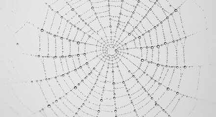 Obraz premium Spiderweb Covered in Water Droplets Macro Shot