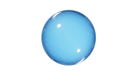 Floating Blue Sphere Clear Ball on White Background