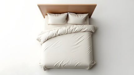 Cozy and minimalist white bed with fluffy pillows and quilted duvet, perfect for a restful sleep environment.