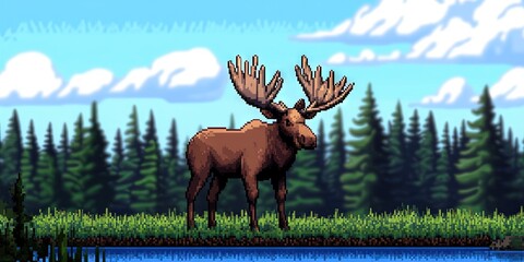 16-bit pixel art moose 
