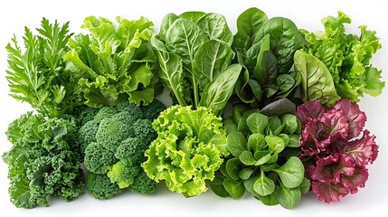 Fresh assorted leafy greens healthy organic vegetables collection high resolution image