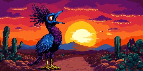 16-bit pixel art roadrunner 
