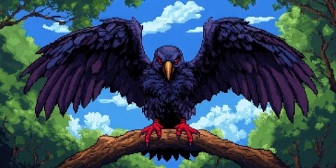 16-bit pixel art vulture 