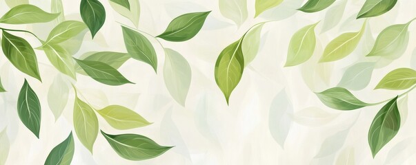 Delicate green leaves on a light background design