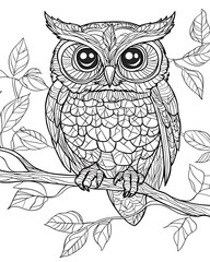 Intricate Owl on Branch.