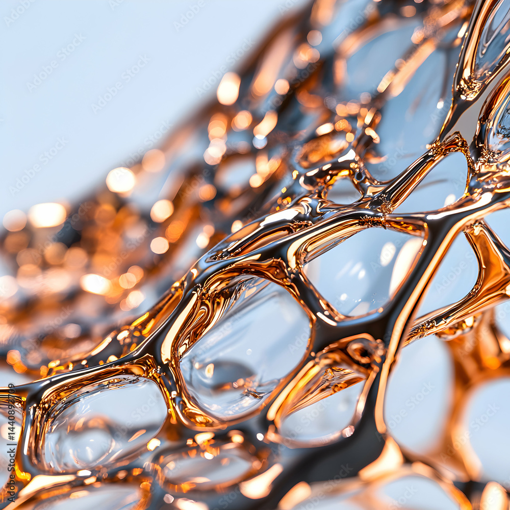 Leinwandbilder A mesmerizing macro shot of a golden network. Could be used as a unique background texture for websites presentations or modern art projects.