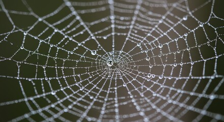 Obraz premium Spiderweb with Water Droplets Macro Nature Detail