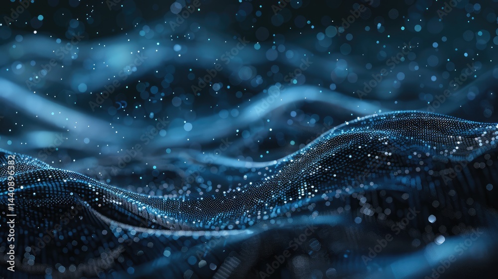 Poster captivating abstract tech background featuring dynamic waves with shimmering particles. ideal for pr