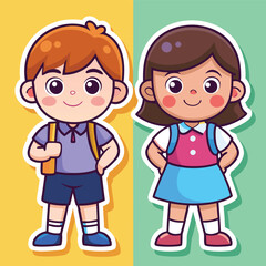 Cute cartoon kids in school uniform (1)