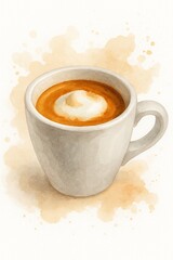 Macchiato watercolor, cup of coffee