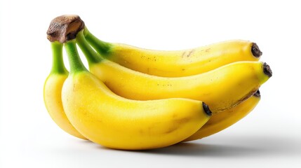 a fresh, bright yellow banana with a smooth peel on a white isolated background, sweet and healthy design