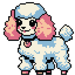 Pixel art cute poodle dog
