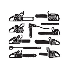 Chainsaw set silhouette vector illustration