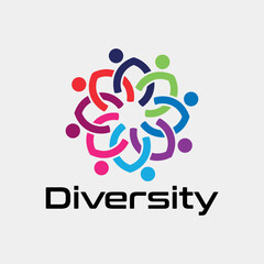 diversity helping logo design vector
