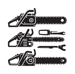 Chainsaw set silhouette vector illustration