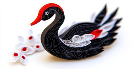 Obraz premium paper quilling black swan 
