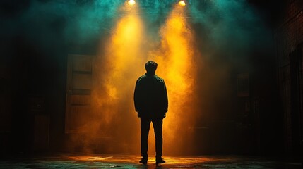 Solitary Figure in Dramatic Lighting