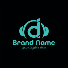 dj music logo design vector