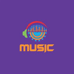 dj music logo design vector