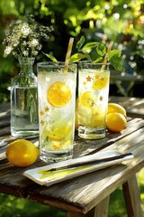 Fototapeta premium Refreshing lemonade drinks perfect for summer gatherings