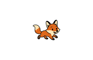 Vector illustration of cartoon running fox with smile on white background