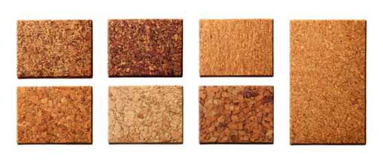Pack of Cork Boards Against Transparent Background for Office Organization, School Projects, or Home Decor Design Projects