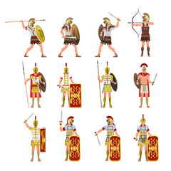Soldiers of the ancient world set of vector image