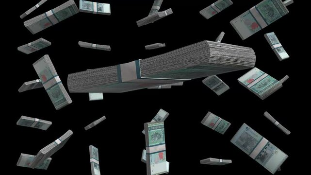 Falling Malaysian Ringgit Notes in Creative Display of Currency Dynamics
