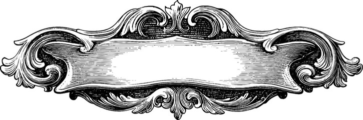 Fototapeta premium Ornamental engraved banner design with vintage decorative elements