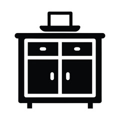 Simple Black Cabinet Icon Illustration