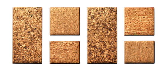 Pack of Cork Boards Against Transparent Background for Office Organization, School Projects, or Home Decor Design Projects