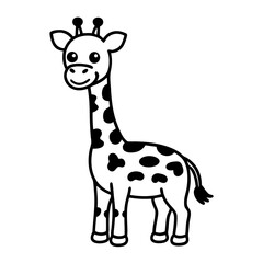 Fototapeta premium Cartoon giraffe outline illustration in vector line art style