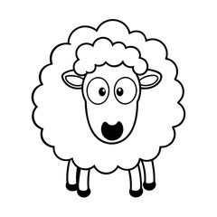 Cartoon sheep illustration in vector line art style