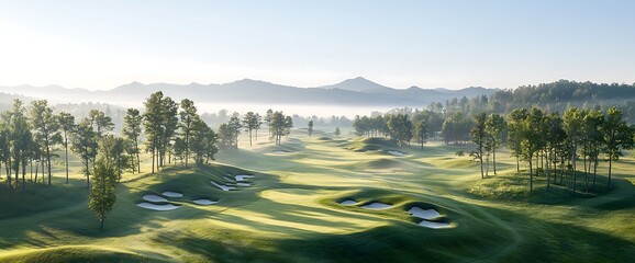 Obraz premium Misty Golf Course Landscape (1)