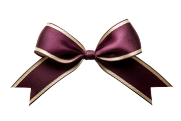 Purple ribbon with a gold stripe is tied in a bow