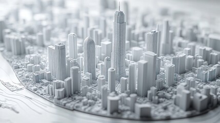 Monochromatic Metropolis: A 3D Architectural Model of a Modern Cityscape