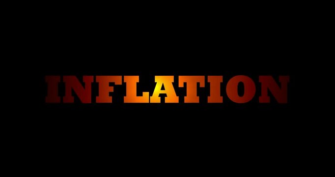 INFLATION - Orange Bold Text Effect Revel Animation. Intro Outro Videos. Overlays, Transitions. Text Animation On Black Background. 3D Title Motion Graphics Template. Headlines. 4K