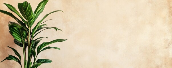 Interior plant against a light beige wall.