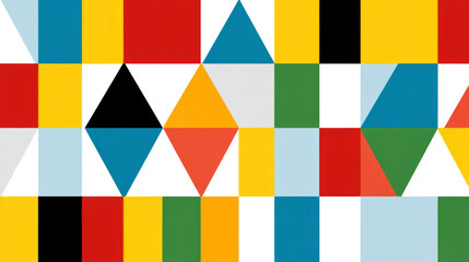 Colorful geometric pattern with repeating triangles and rectangles for modern design