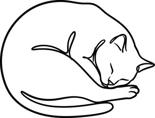 Minimalist Sleeping Cat Vector