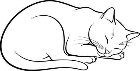 Minimalist Sleeping Cat Vector