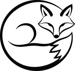 Minimalist Black and White Fox Vector
