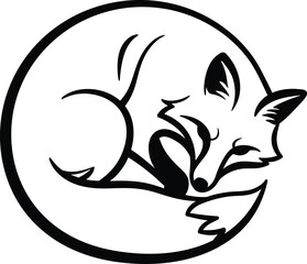 Minimalist Black and White Fox Vector