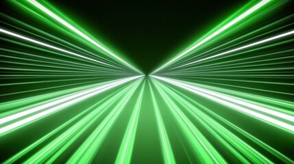 Abstract green light speed tunnel, futuristic travel