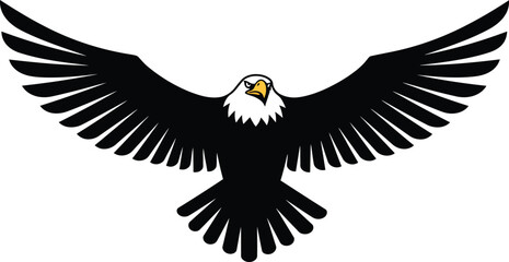 Soaring Eagle: Black and White Vector Illustration