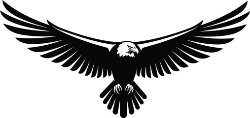 Fototapeta premium Soaring Eagle, Black and White Vector Illustration